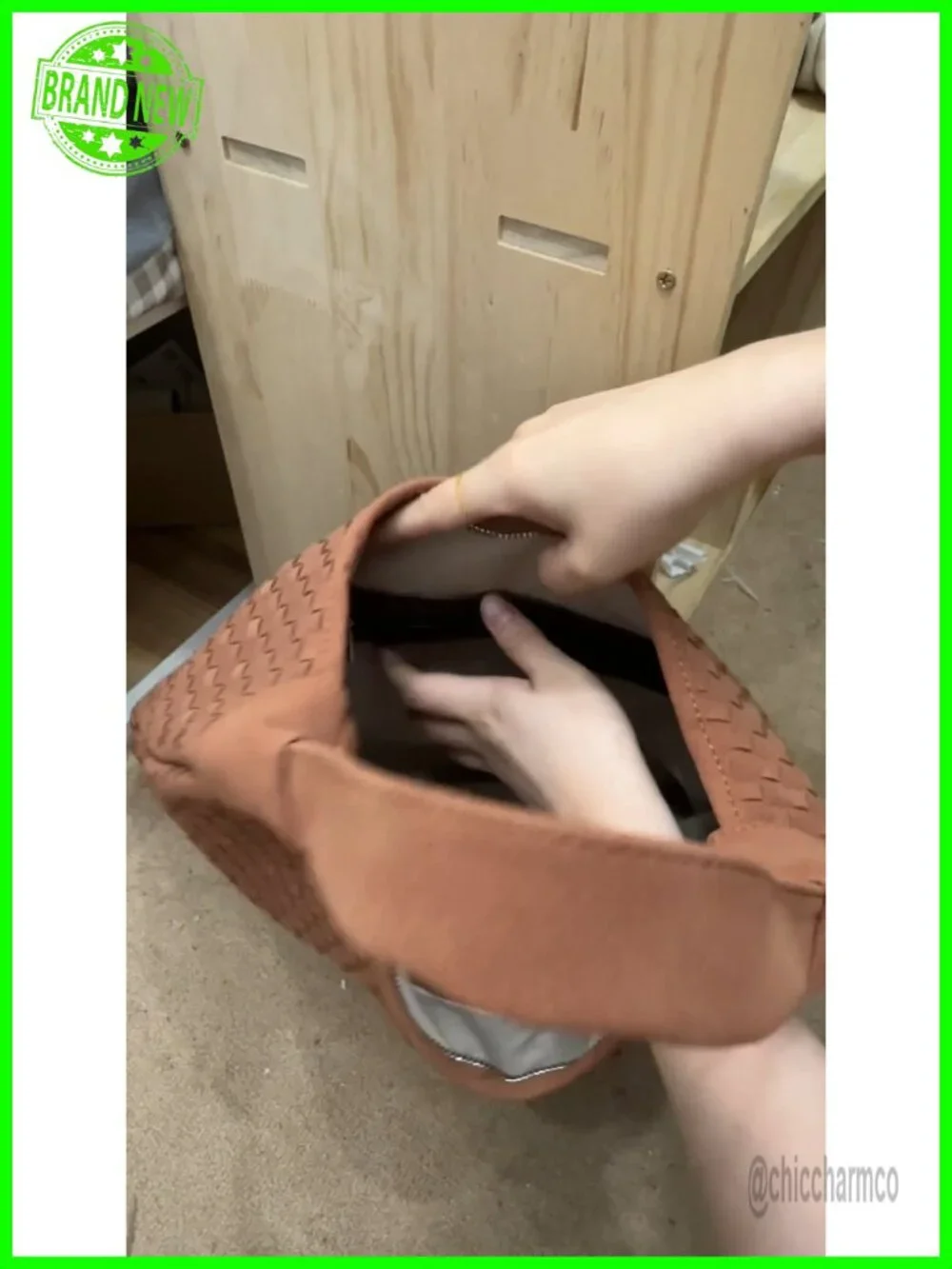 Woven Suede Large Slouchy Hobo Tote Bag Shoulder Purse